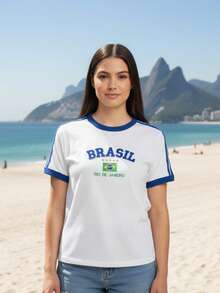 Baby Tee Brazil Retro Embroidered BabyLock Y2K Blouse - White - View 3