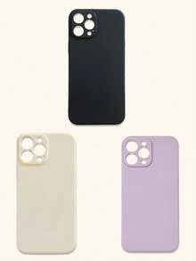 3pcs Minimalist Solid Color Phone Cases, Elegant, Simple, Black, Beige, Purple Phone Cases, Affordable Price, Suitable For All Ages And Genders, Compatible With IPhone & Galaxy, Case Compatible With Iphone 17 Pro Max, Covers, Cute Phone Case, Phone 11/12/13/13 Pro Max/14/14 Pro Max/15/15 Pro Max/16/16 Pro Max, Galaxy - Multicolor - View 53