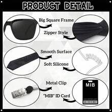 6pcs 2D Plane - MIB Proxy Accessories - Black Glasses, Zipper Tie, ID Card, Headphones And Inflatable Green Alien - Perfect For Halloween, Role-Playing, Carnivals And Costume Parties - Cool And Fashionable Sci-Fi Themed Props Suitable For Both Men And Women, Halloween Accessory Set | Sci-Fi Theme | Durable Plastic, Halloween Accessory - Green - View 9