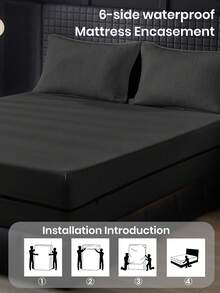 1 Stück spritzwassergeschützter 6-seitiger reißverschlossener Matratzenschutz, passend für 9-12 Zoll tiefe Matratzen, Einzelbett, Doppelbett, Kingsize, Queensize, atmungsaktiv & geräuschlos, Bettüberwurf, Spannbettlaken, waschbare Matratzenhülle, geringe Allergiegefahr, hochwertige reißverschlossene Matratzenbezug, ideales Zuhause-Geschenk, perfektes Geschenk für Feiertage