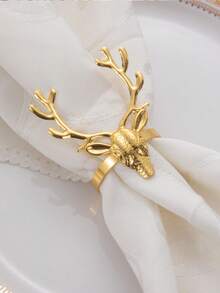 4 Pieces, Christmas Western Restaurant, Christmas Reindeer, Cute Christmas Deer Head, Napkin Ring, Hotel Decoration Buckle - Multicolor - View 6