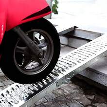 1X Foldable Aluminum Motorcycle Loading Ramp, Heavy‑Duty Non‑Slip Loading Ramp For Motorbike Scooter ATV Truck Trailer - Silver - View 8