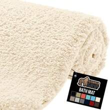 Premium Luxury Bath Rug, Absorbent, Soft, Thick Shag, Plush Bathroom Rugs, Washable, Microfiber Quick Dry, Mats Shower, Bathtub And Floor Accessories, 24x17, Ivory