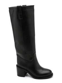 Tall Boots With A Slightly Pointed Toe And A Stable Block Heel-An Elegant And Comfortable Look. - Black 2523A - View 3