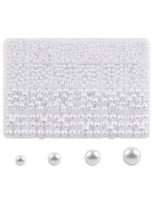 Pearl Beads Kit, Multiple Sizes Round Imitation Pearls Beads Kit For Jewelry Making, DIY Bracelet Earrings Necklaces Crafts, Friendship Birthday Gifts