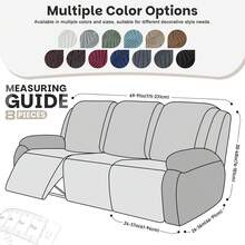 VANSOFY Recliner Couch Cover, 8-Pieces Stretch Recliner Sofa Cover Soft Jacquard Reclining Slipcover Furniture Protector With Elastic Bottom For Kid, Pets(3 Seat,Gray)