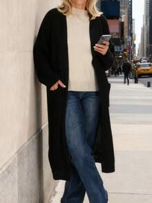 Ribbed Knit Cardigan Soft Fleece With A Casual Yet Elegant Design Perfect For Everyday Wear, Festivals, And Dates (Spring/Fall)