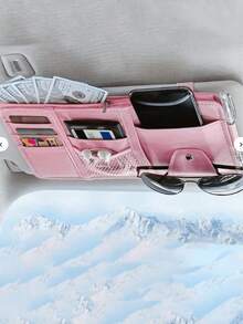 1pc Car Sun Visor Storage Bag, Leather Zipper Organizer Pouch, Multi-Function Card Holder, Unisex - Nhiều màu - Xem 1