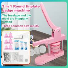 DIY Pin Button Maker Machine 25mm/32mm/58mm Badge Punch Press With 300pcs Button Parts (Green) - Pink - View 5