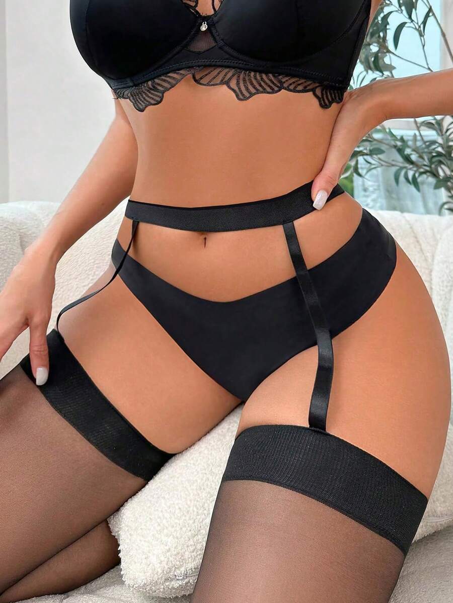 Vớ lưới xuyên thấu dành cho nữ, vớ cao đến đùi gợi cảm kiểu dây đeo. - Địu nhỏ - Xem 1
