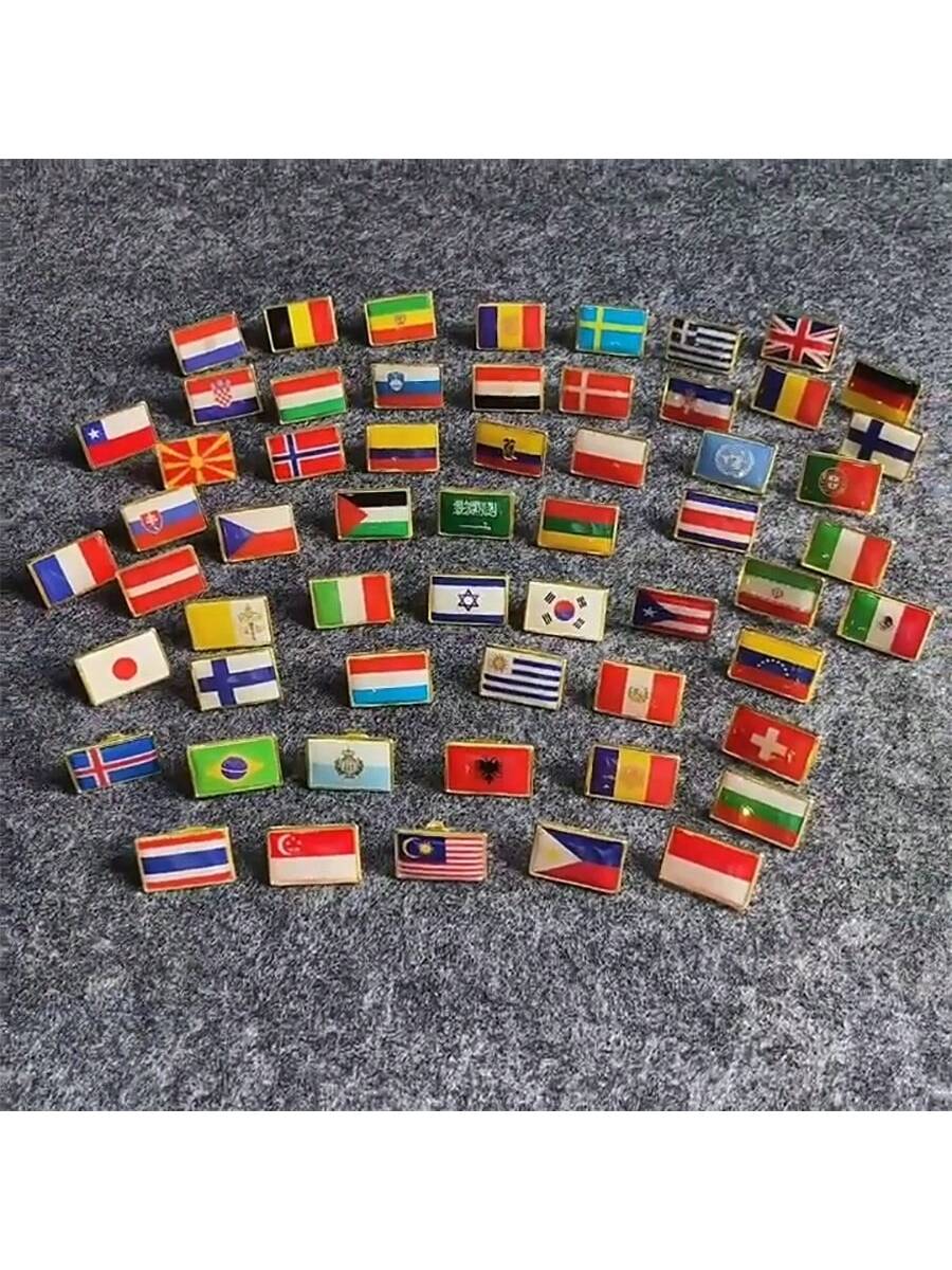 2 pezzi Spille a bandiera del mondo, spille a bandiera in resina ondulata, spille a medaglia in lega - in lega e resina, adatte per celebrazioni e decorazioni casual