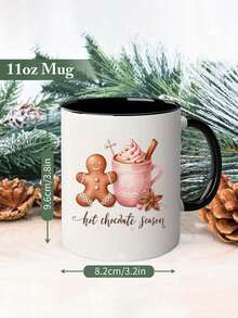 1pc Reindeer & Secret Santa 11oz Ceramic Mug - Double-Sided Design, Christmas Mug For Coffee, Tea, Hot Chocolate, Festive Gingerbread, Candy Cane & Snowflake Pattern,Reusable, Perfect Christmas Gift For Everyone, Winter Coffee Cups,Suitable For Hot Or Cold Drinks,Valentines Day Gifts,Friends Anniversary Festival,Party,Wedding
