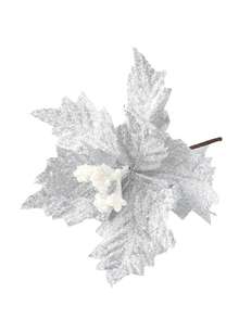 1 pièce Fleur de Noël avec flocons de neige 24 cm. Décorée avec des flocons de neige, décoration de sapin de Noël, fleur de fête durable pour l'extérieur/intérieur, convient pour la maison, le jardin, la terrasse, fleurs de Noël, décoration de jardin, affichage de fleurs vives, design de pétales complexe, le meilleur pour Noël
