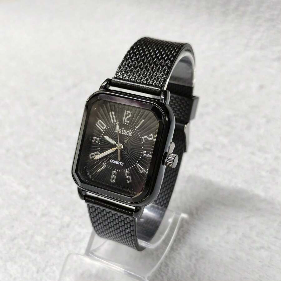 Women's Square Silicone Watch - 黑色 - 查看 1