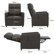 Devoko Single Armchair, Armchair With Reclining Function, Single Armchair With Adjustable Footrest And Backrest, Suitable For Living Room/Home Office, With Side Pockets - 查看 6