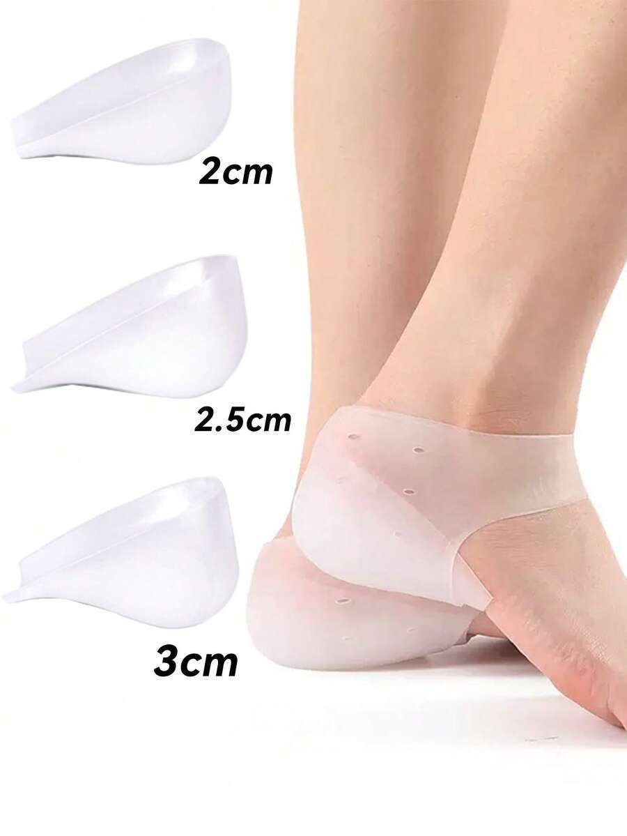 QKC 1 Pair Invisible Silicone Super Soft Removable Breathable Heel Cushion Insoles, Transparent Casual Shoes Height Increasing Inserts - Clear - View 1