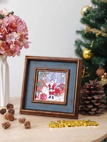 5-Inch Vintage Square Photo Frame, Classic European & American Style Rectangular Frame, Rustic Christmas Design, Wall Hanging Or Tabletop Display, Fits 5-Inch Photos, Unique Christmas & Birthday Gift For Parents - Multicolor - View 13