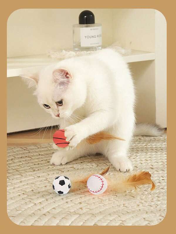 Brinquedo para gatos, bola elástica, pena, provocação, bastão para gatos, auto-aquecimento, artefato antitédio, novo brinquedo interativo para animais de estimação que persegue gatos