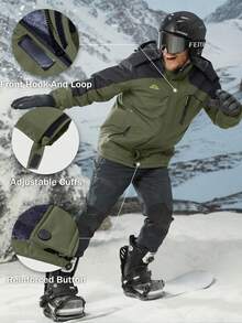 NASBING 男士冬季滑雪服 防水防风 滑雪板保暖连帽冬装 4口袋派克大衣 徒步露营登山滑雪