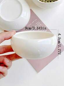 1 Piece Korean Style Ceramic Ins Small Round Bowl Plates Set, Mini Yogurt Oatmeal Bowl, Simple And Stylish Dessert/Uit Salad/Rice/Noodle Bowl, Suitable For Restaurants,Kitchen Accessories, Used To Hold Various Party, Gathering, Snack Shop, Food, Home Decoration