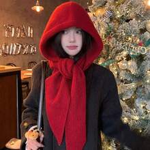 1 Piece Women's Balaclava Hat Autumn And Winter Knitted Hat With Large Head Circumference Cold-Proof Warm Knitted Hat Earmuffs Covered Head Hat - Dark Grey - View 6