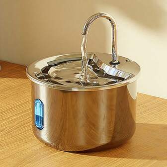 Stainless Steel Cat Water Fountain, Quiet Cat Water Fountain, 2L/70oz Pet Dispenser With Transparent Window, Costume For Small Dogs And Animals