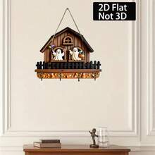 Ganchos de calabaza fantasma con 4 ganchos, llavero decorativo 2D para pared, ideal para entrada, puerta principal, pasillo y cocina. - Multicolor - Ver 2