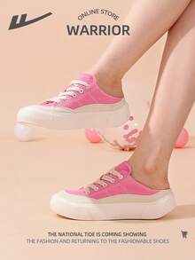 WARRIOR 1 Paar sportliche, vielseitige Sneaker, atmungsaktive, lässige Segeltuch-Sneaker mit niedrigem Schaft - Rosa/Beige - Übersicht 3