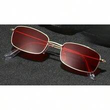 Fashionable Metal Frame Glasses With Bright Red And Black Gradient Lenses, Suitable For  Buyers