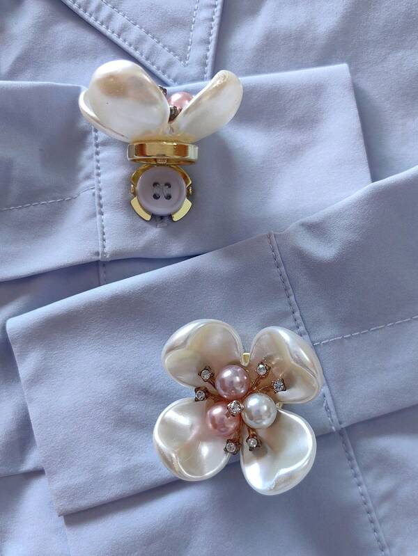 2 Stücke/Set elegante Blumen Knopfabdeckungen, Hemd Knopfabdeckungen zum Aufclipsen, Mode Kristall Manschettenknöpfe Abdeckungen, geeignet für Smoking und Hochzeitskleider Dekoration