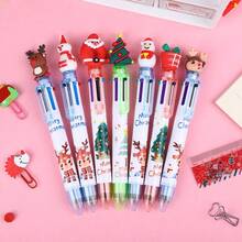 Christmas 6 Color Pens Set 15pcs Random 6 In 1 Click Christmas Gel Pens 05mm Various Styles Smooth Writing Festive Design Perfect For Holiday Crafts And Gift Giving Christmas Neutral Pens
