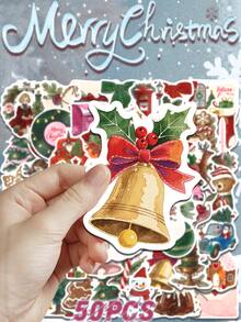 Christmas 50Pcs Creative And Quirky Christmas Aesthetic Stickers Funny Santa Claus Christmas Tree And Other Christmas Atmosphere Decoration Stickers Christmas Gifts Are Perfect As Notebooks, Phone Cases, Notebooks, Tablets, Skateboards, Guitars, Parties, Suitcases, Suitcases, Packaging Boxes, Helmets, Envelopes, And Also As Graduation Season, Back-To-School Season Gifts, Christmas Gifts, Birthday Gifts, Etc - Multicolor - View 7