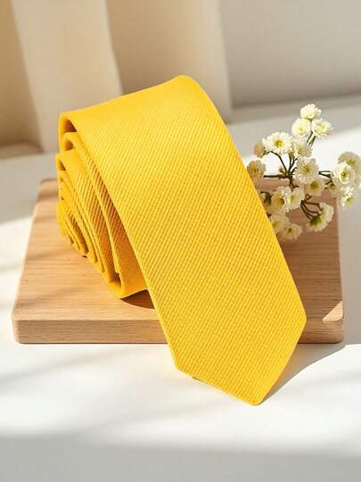 1 corbata delgada amarilla para hombre, corbata formal de moda para boda y fiesta