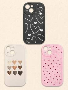 Casing Ponsel Silikon Motif Hati Hitam Putih Merah Muda 3pcs Aneka Warna, Kompatibel dengan iPhone & Galaxy Smartphone, Hadiah Musim Semi, Versi Internasional, Bukan Versi Domestik - MultiWarna - View 13