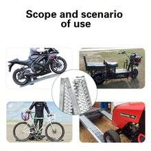 1X Foldable Aluminum Motorcycle Loading Ramp, Heavy‑Duty Non‑Slip Loading Ramp For Motorbike Scooter ATV Truck Trailer - Silver - View 2