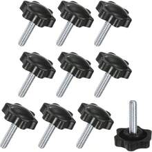 10Pack Star Clamping Knobs 1/4"20 X 0.98 Male Thread Hand Tightening Screw For Machinery/Electronic/Furniture/Umbrella Base Hex Shaped Machine Handle Replacement [Black] - màu đen - Xem 1