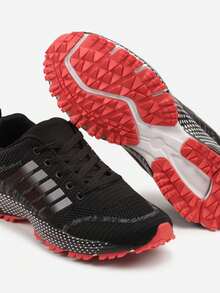 Weiche gestrickte sportliche Sneaker - Damen Lässig Sport/Aktiv Schuhe - Schwarz - Übersicht 6