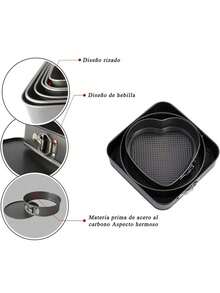 Removable Cake Pans For Pastries, 3 Pieces - Black - View 7