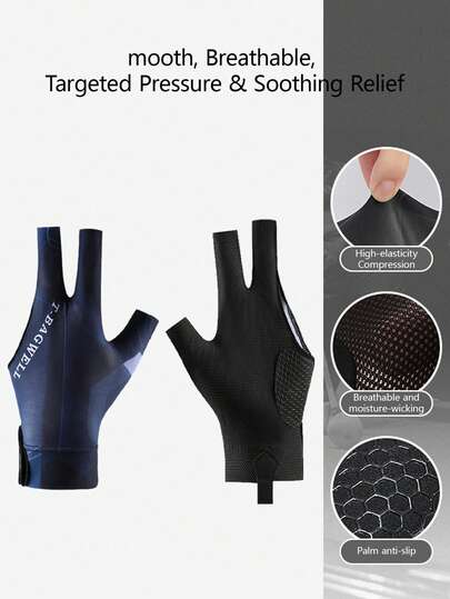 1pc Professional Snooker Billiard Glove - Lightweight, High Elasticity, Breathable Fingerless Design With Anti-Slip Grip And Adjustable Wrist Strap, Enhancing Sports Performance, Billiard Accessory, A Great Christmas Or New Year Gift For Family And Friends