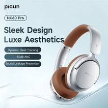 Picun NC60 PRO Over-Ear Wireless Headphones With Active Noise Cancelling, Deep Bass, Hi-Res Stereo Sound, Lightweight Foldable Design For Travel & Office