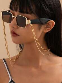 1pc Simple Double-Layer Geometric Chain Eyeglasses Accessory To Prevent Dropping. Suitable For Women Daily Wear. Glasses Accessories For Women - Gold - View 5