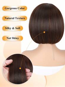 Short Side Part Bob Wigs Straight Highlight Brown Hair Wig Bowl Cut Cosplay Wig Heat Resistant Natural Looking Synthetic Full Wigs For Black Women - 挑染棕色 - 查看 4