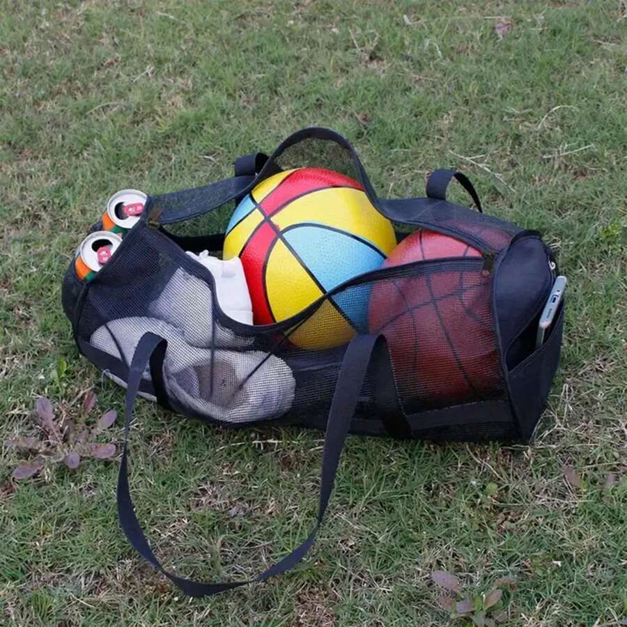 Bolsa de Malla para Buceo, Surf, Snorkel, Organizador de Equipos, Plegable, Grande, para Baloncesto, Voleibol, Fútbol, Bolsa de Equipos Deportivos - Negro - Ver 1