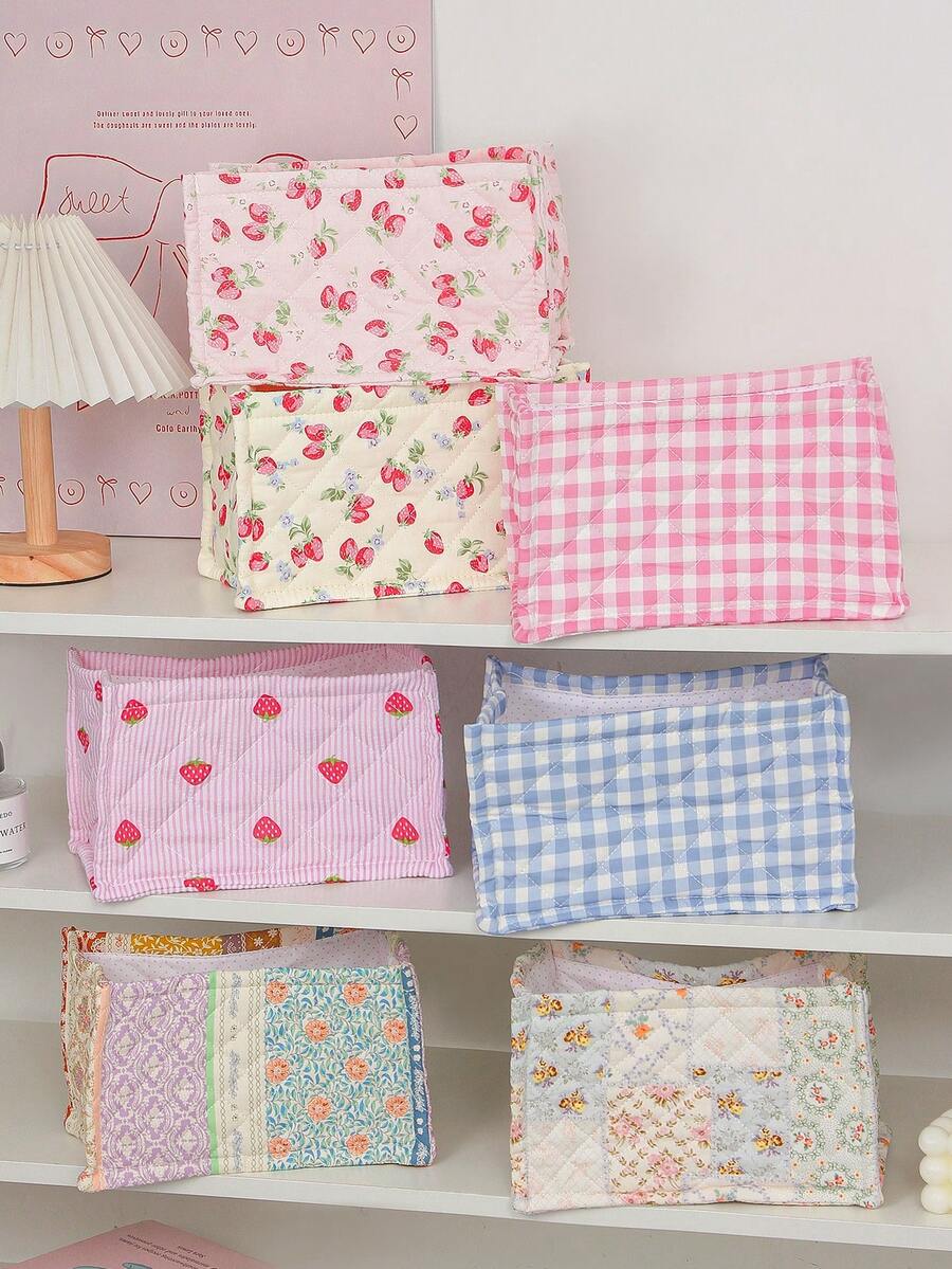 1 Peça Cesta de Armazenamento Acolchoada de Mesa Bonita e Prática, Cesta de Armazenamento de Miudezas de Mesa, Cesta de Armazenamento de Batom, Pincel de Maquiagem e Produtos de Skincare, Ornamentos de Mesa, Caixa de Armazenamento de Cosméticos, Usada para Armazenar e Organizar Pincéis e Produtos de Skincare, Decoração de Mesa, Armazenamento de Fone de Ouvido e Batom, Cesta de Piquenique Portátil