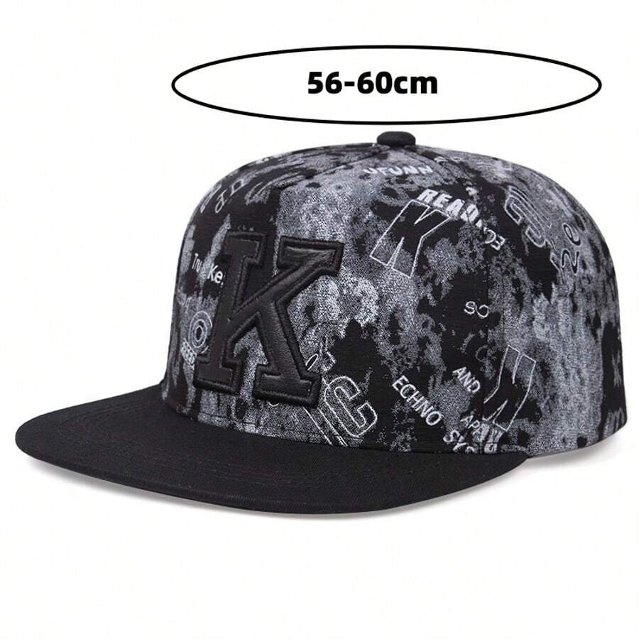 Street Hip-Hop Baseball Cap With Letter K Embroidery Print Flat Brim Hat, Trendyand Versatile Hat For Men And Women, Adjustable - Nhiều màu - Xem 1