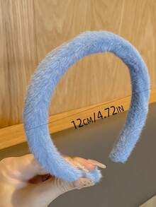 1pc Plush Headband, Fluffy Ear Warmer Headband, Solid Color Headband For Women, Autumn/Winter