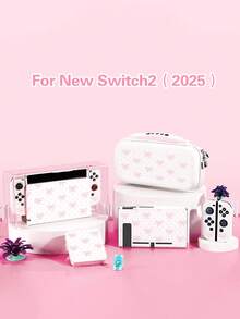 2025 Accessories, Cute Bow Design, Compatible With Switch NS/Switch OLED Protective Case, Storage Bag, Game Card Holder Case, Best Gift Compatible With Switch Players, Romantic Gift For Valentine's Day - Multicolor - View 1