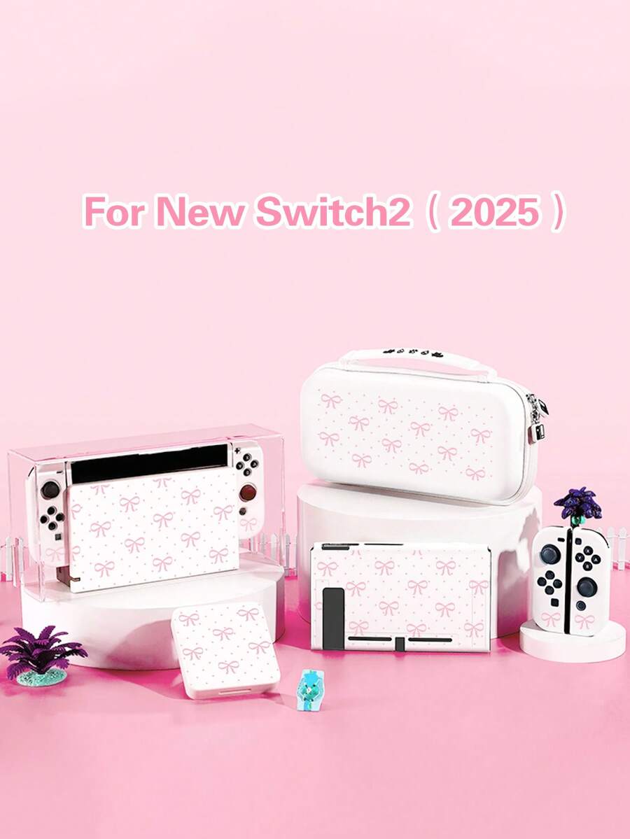 2025 Accessories, Cute Bow Design, Compatible With Switch NS/Switch OLED Protective Case, Storage Bag, Game Card Holder Case, Best Gift Compatible With Switch Players, Romantic Gift For Valentine's Day - Multicolor - View 1