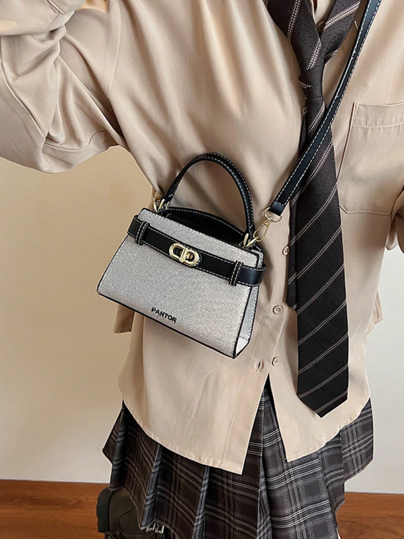 حقيبة يد صغيرة متعددة الاستخدامات بألوان متباينة ل...