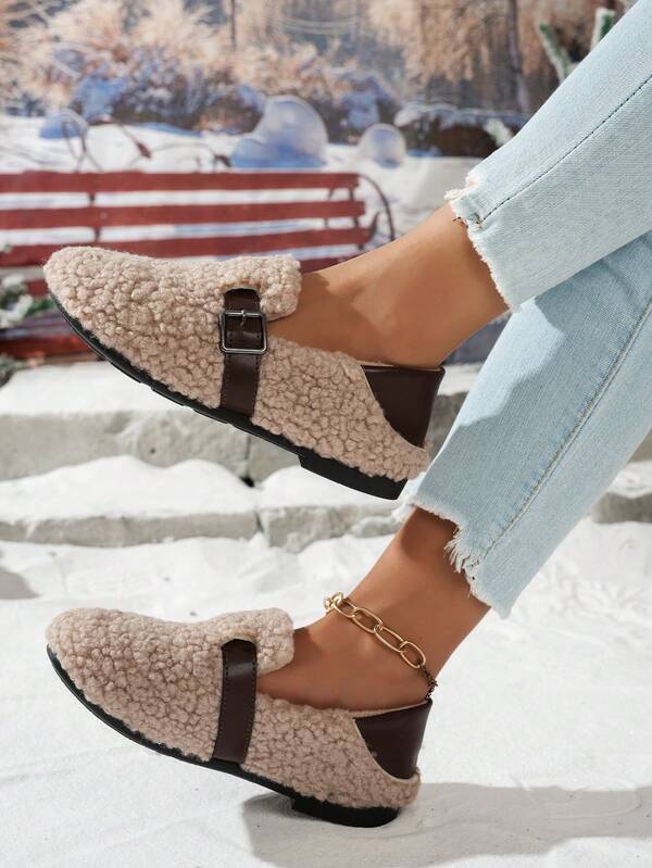 Pantuflas cálidas para interiores para mujer, con suela gruesa antideslizante y de peluche esponjoso para el invierno